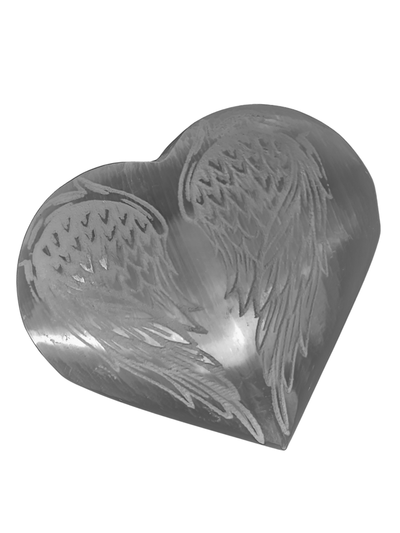 Selenite Heart with Angel Wings, 4"