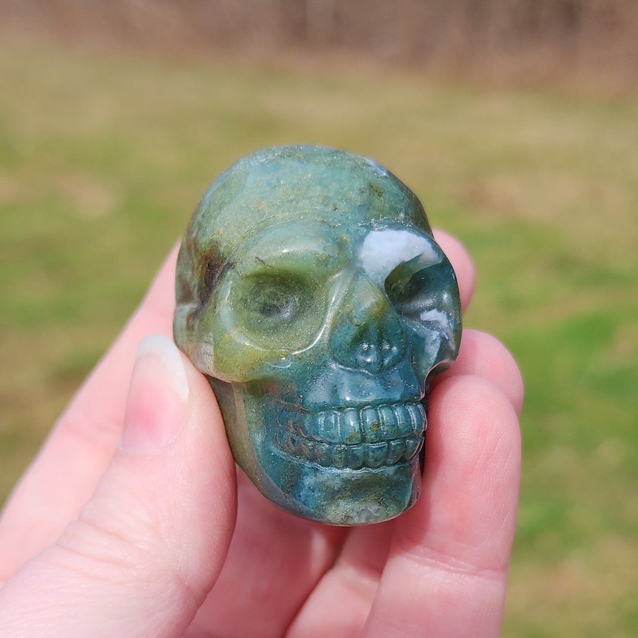 Moss Agate Skull