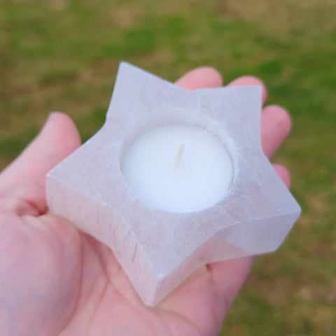 Selenite Star Crystal Candle Holder