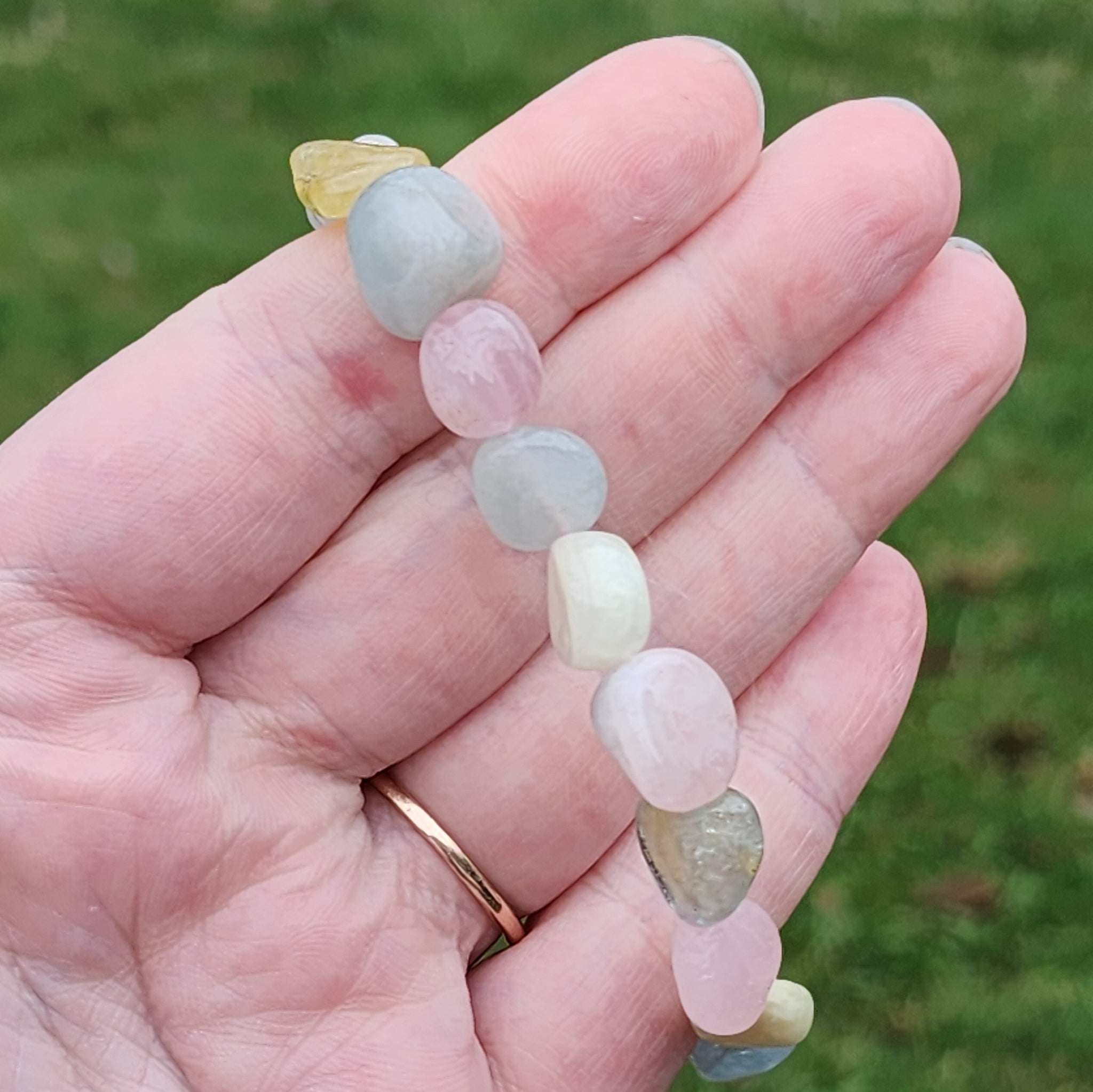 Morganite Mixed Beryls Crystal Bracelet