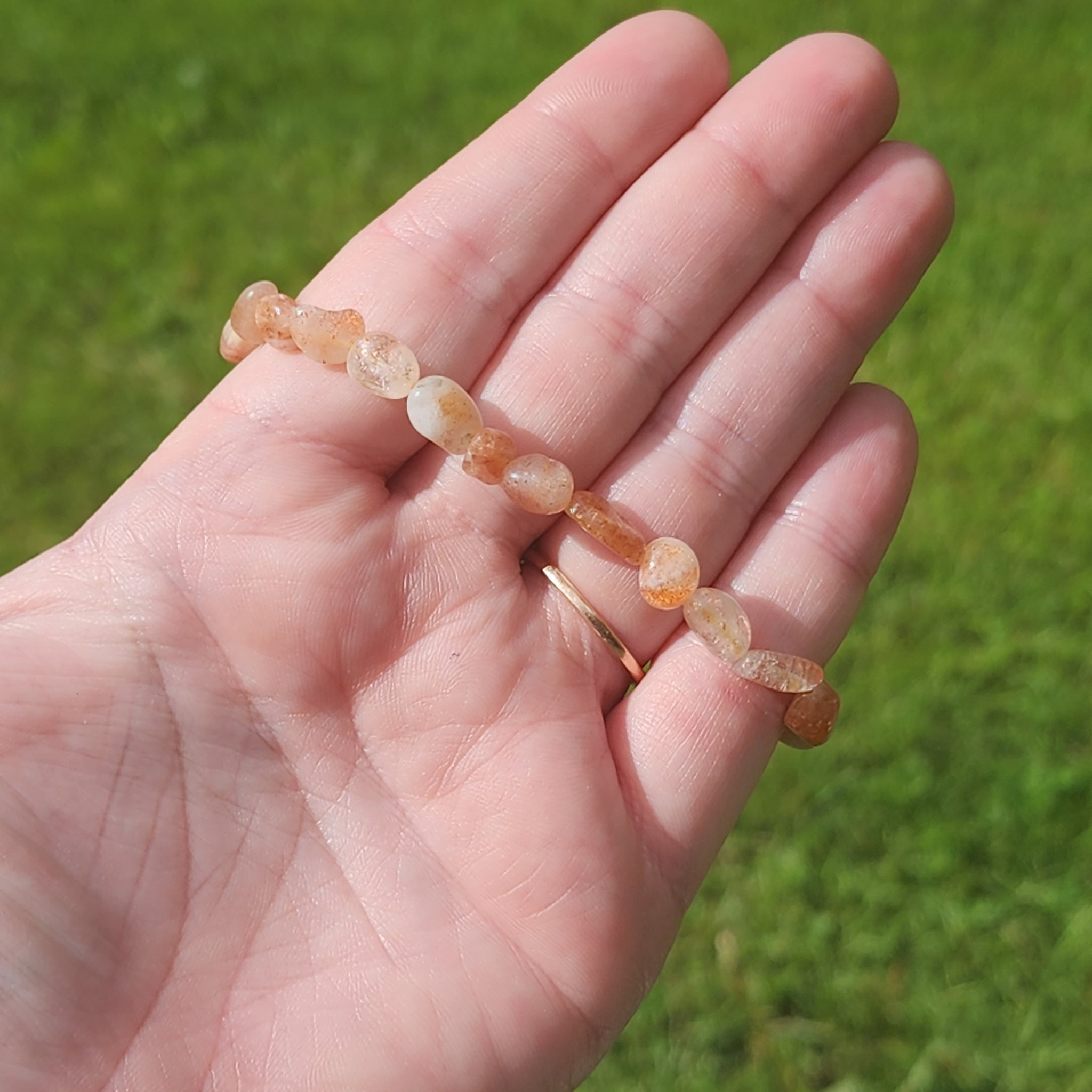 Freeform Sunstone Crystal Bracelet