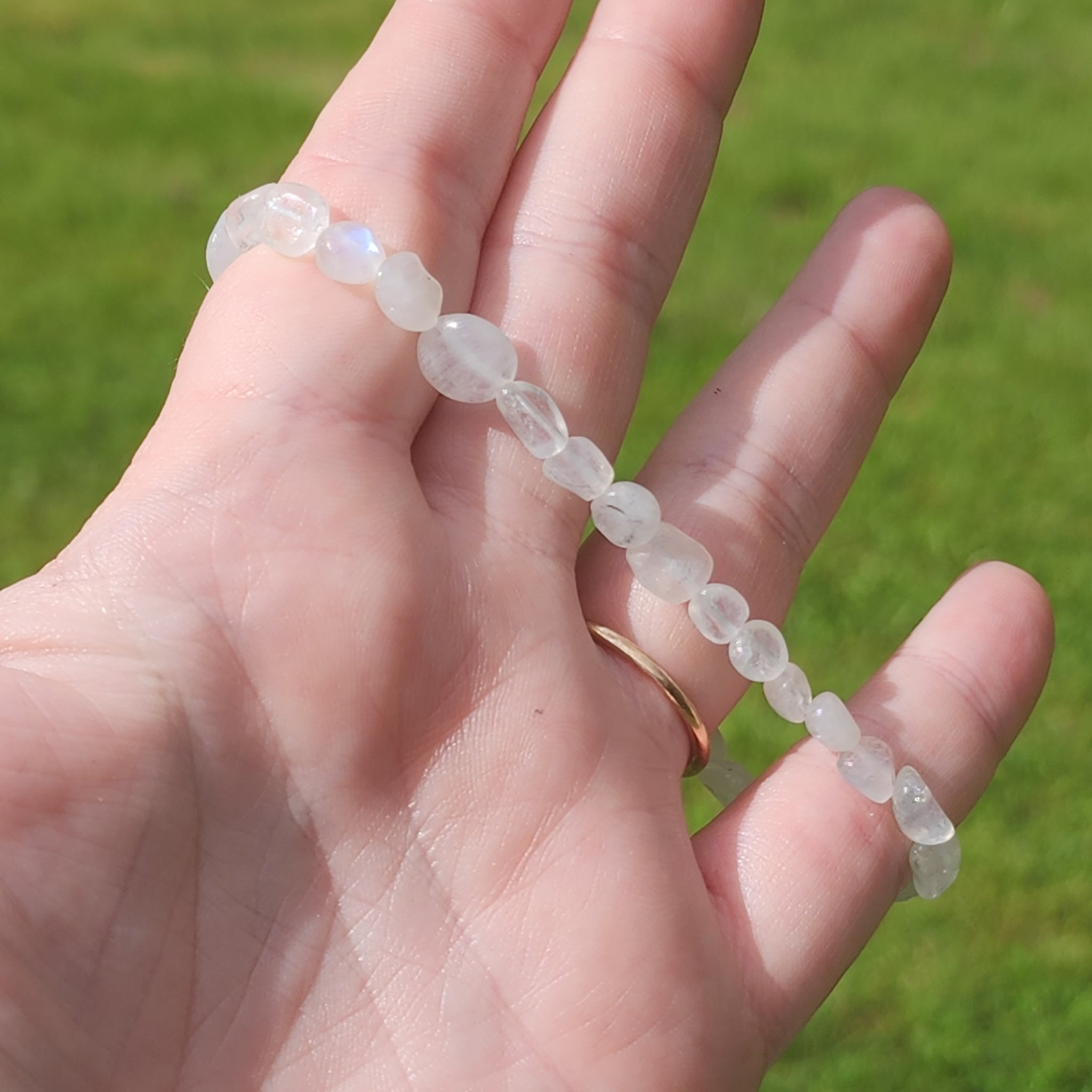 Freeform Rainbow Moonstone Crystal Bracelet