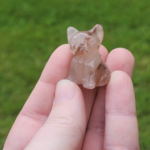 Fire Quartz French Bulldog Crystal Carving