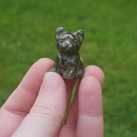 Pyrite French Bulldog Crystal Carving