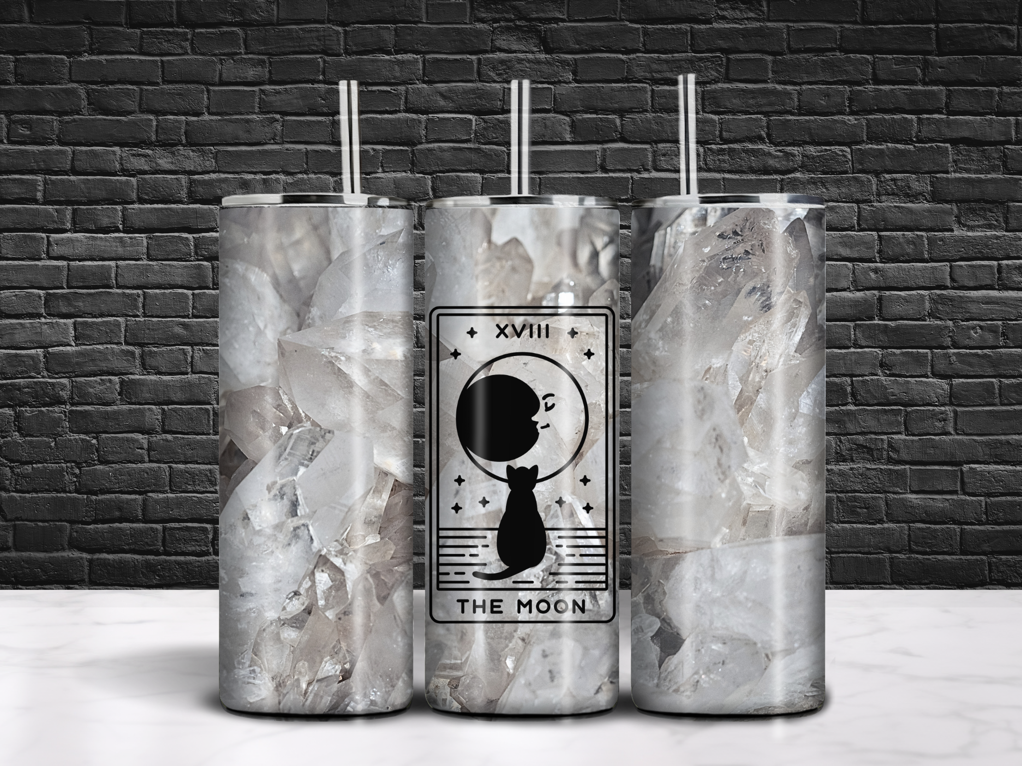"The Moon" Tarot Cat Tumbler 20oz
